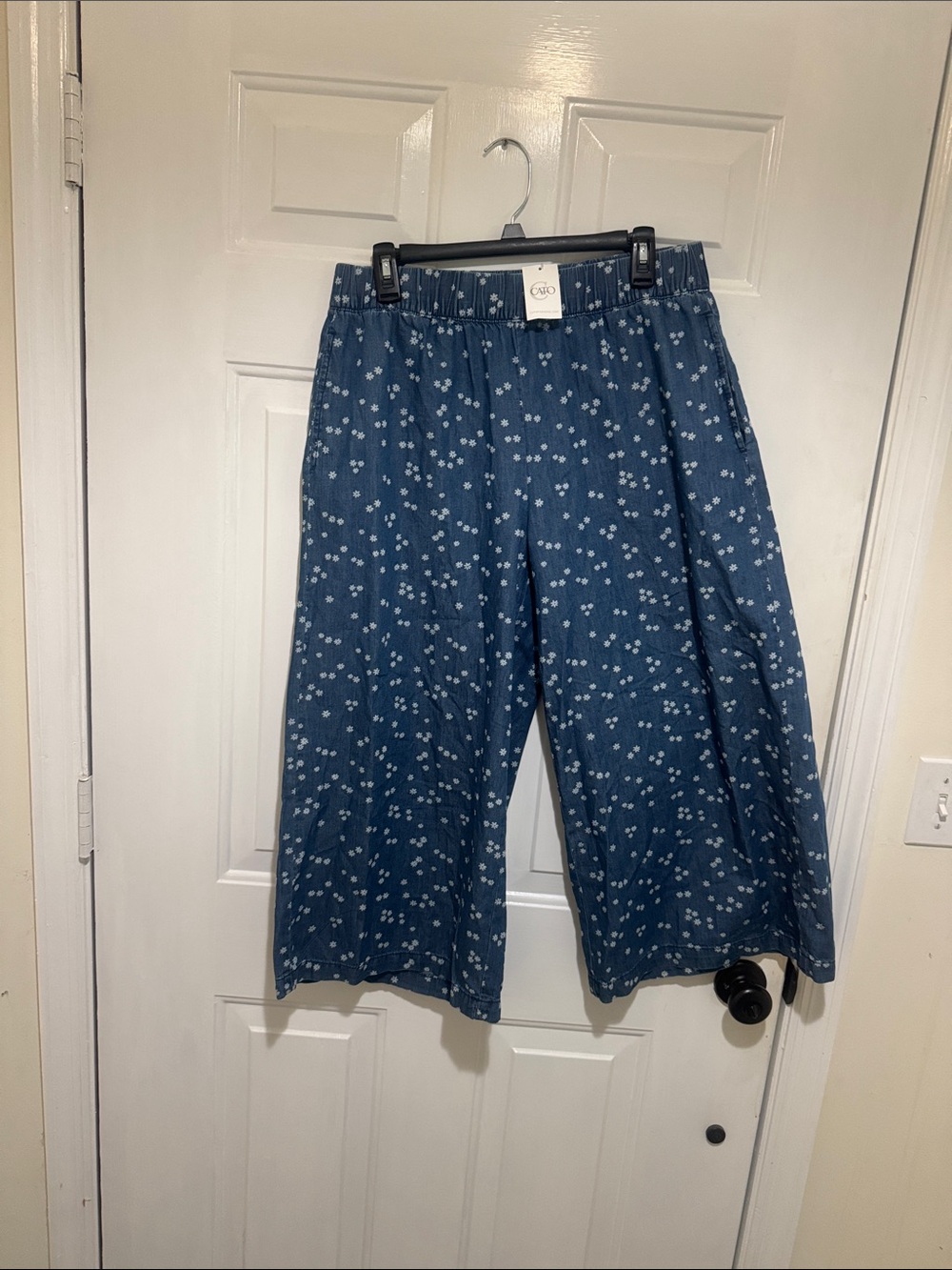 Cato Blue FloralGaucho pant with pockets